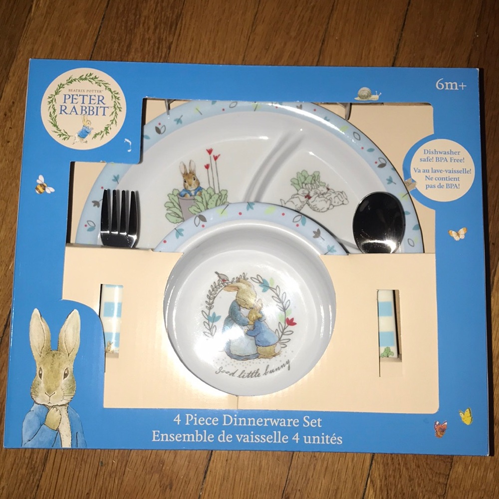 Beatrix Potter Peter Rabbit 4 piece dinnerware